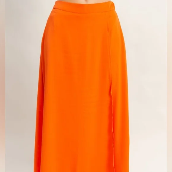Women's Orange Top And Skirt Set - Picture 3 of 6